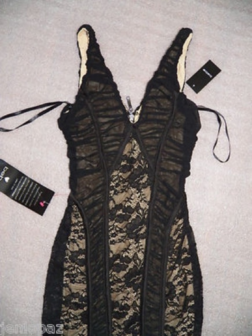 bebe Black Lace Midi Slip Dress